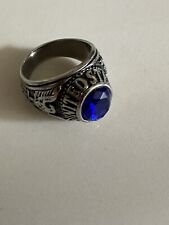 Men’s RING , US NAVY RING , UNITED STATES ,  USN , NAVY Engraved Blue Stone picture