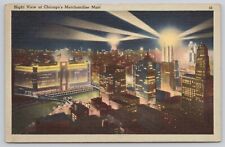 Postcard Night view of Chicago's merchandise mart, Illinois picture