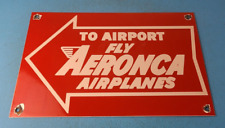 Vintage Aeronca Airplanes Sign - Aviation Single Engine Gas Pump Porcelain Sign picture