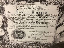 1856 St Francis Hook And Ladder San Francisco Fire Department Certificate picture