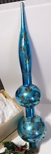 Vintage Mercury Glass Finial Christmas Tree Topper 3 tiers BLUE Mica box picture