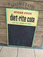 Vtg Diet Rite Sugar Free Soda Embossed Metal Chalkboard 28