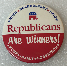Vintage 1987 Republicans Are Winners Bush Dole Dupont Haig Pinback Button Pin picture