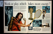 1944 Dextrose Food Energy Sugar Woman Basbeall Tennis Vintage Print Ad 38870 picture