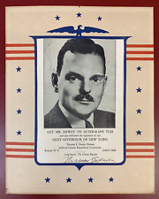 Thomas Dewey, 1942 Autograph on Campaign Newspaper Ad, Liberty, Sullivan Cty.,NY picture