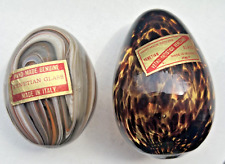 2 Vintage Hand Made Italy Venetian Glass Egg w/Sticker Set of 2 picture
