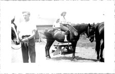 Horseback Training for Adolescents at JJ Ranch Michigan Corral 1940s B&W Photo picture