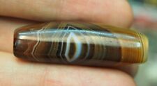 Original antique Bee Stripe Tone Banded Agate Eye Chung Bow Boat Amulet Bead picture