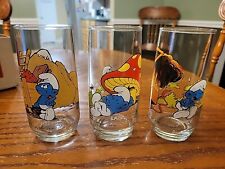 Set Of 3 Vintage Hefty, Lazy  & Jokey Smurf 1982  Glasses picture