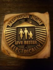 Vintage Medallion Home Live Better Electrically Bronze Badge 1950s 3” picture
