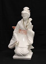 Vintage Porcelain Asian Woman Kneeling Figurine Signed Illegible Made In Italy picture