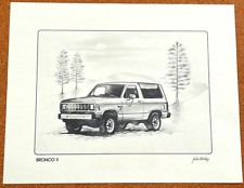 1984 FORD BRONCO II LITHOGRAPH Art Julia Stanley 14x11 Truck Automobile Drawing picture
