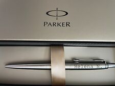 Personalized Engraved PARKER Ballpoint Pen Gift For Boss Silver Chrome Black Ink picture