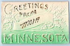 Mora Minnesota Postcard Greetings Airbrush Glitter Embossed 1905 Vintage Antique picture