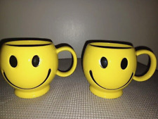 set of 2 Corner Bakery Smiley Emoji Face Coffee Mugs picture