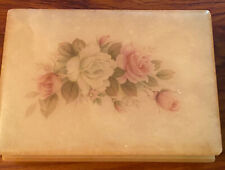 Vintage Alabaster Trinket Jewelry Box Rose Made in Italy Hand Carved picture