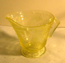 FLORENTINE #2 YELLOW  DEPRESSION GLASS   FOOTED CREAMER  PERFECT picture