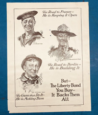 Original WWI James Montgomery Flagg Liberty Bonds You Buy Backs Them All Poster picture