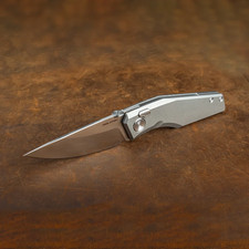 Real Steel Spectrum Folding Knife 3.38" VANAX Steel Blade Gray Titanium Handle picture