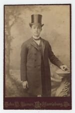 Antique Circa 1880s Cabinet Card Handsome Dapper Man Stove Top Hat Harrisburg PA picture