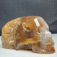 339g Natural Crystal Specimen. Geode agate. Hand-carved. Exquisite Skull.GIFT.TT picture