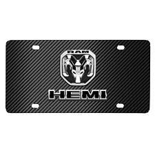 RAM 2019 up HEMI 3D Dual Logo Black Carbon Fiber Patten Steel License Plate picture