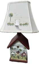 Table Lamp Bird House Hand Made Wood  24x14” Vintage VTG Grannycore Chic Decor picture