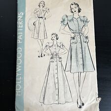 Vintage 1940s Hollywood 433 Puff Sleeve Housecoat or Dress Sewing Pattern 20 CUT picture