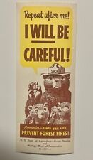 1954 Vintage Smokey the Bear Bookmark Ruler Forest Fire Prevention USFS Poster picture