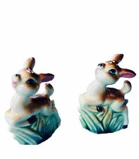 Vintage Fawn Baby Deer Salt and Pepper Shakers Big Eyes Anthromorphic Japan picture