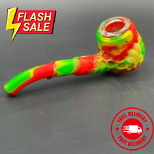Silicone Tobacco Smoking Pipe with Glass Bowl Titanium Cleaning Rod - USA SELLER picture