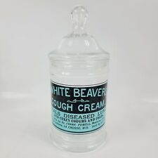 UNIQUE Apothecary Glass JAR DR POWELL White Beavers Cough Cream LACROSSE WI RARE picture