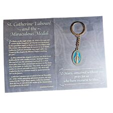 St Catherine Laboure Miraculous Medal Keychain Story Card Catholic Religious picture