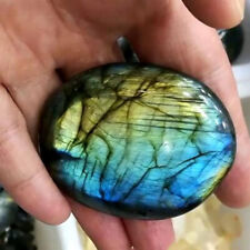 Natural Rock Labradorite Quartz Crystal Polished Palm Stone Ore Specimen Healing picture