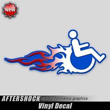 Hot Rod Handicapped Wheelchair Decal Handicap Flames Truck Car Sticker 2 pack picture