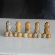 Crystal crazy lace agate Man genital Penis Testicle Figurine Pocket Stone 5pc picture
