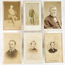 CDV Photo Lot of 6 Men Portraits | Including Civil War Tax Revenue Stamp C3135 picture