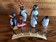 Lot of Penguin Figurines/ Millie & Willie S & P / Walking Penguin /Enesco/ Wood picture