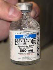 BREVITAL SODIUM Bottle Anesthetic Barbiturate Medicine Pharma Advertising  EMPTY picture