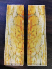 CLEAR ARCLTIC UV PRINTED MAMMOTH TOOTH SCALE KNIFE HANDLE MATERIAL BLANK SCALES picture