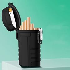 Black Portable Cigarette Case Waterproof Cigarette Holder W/USB Rechargeable picture