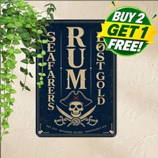 Pirate Treasure Map Dark Spiced Rum Metal Tin Sign Nautical Coastal Plaque picture