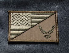 USA AIR FORCE LOGO  USA FLAG EMBROIDERED 3 INCH HOOK PATCH (AF01) picture