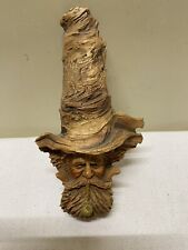 Wood Spirit Hand Carved Knot Head Hobbit Forest Face Tree Wizard Gnome Sculpture picture