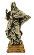 Pewter Saint St James the Greater Figurine Statue on Gold Tone Base, 4 1/2 Inch picture