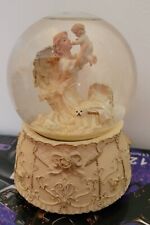 Vintage Snow Globe Angel Holding Child Music Box Works Good Plays Pretty Song picture