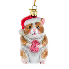 Christmas Hamster with Gumdrop Glass Ornament 3.75