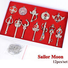 New 12pcs/set Anime Sailor Moon Zecter Cane Pendant Necklace Cosplay Gift Silver picture