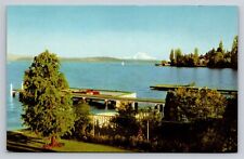 Seattle WA View of Mount Rainier across Lake Washington Union Oil 76 Postcard picture