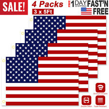 4 Pack 3'x 5'FT USA US U.S. American Flag Polyester Stars Brass Grommets US Flag picture